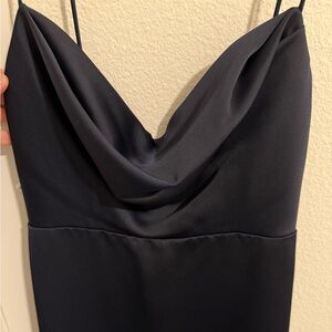 Anthropologie Satin Dark Blue Maxi Dress